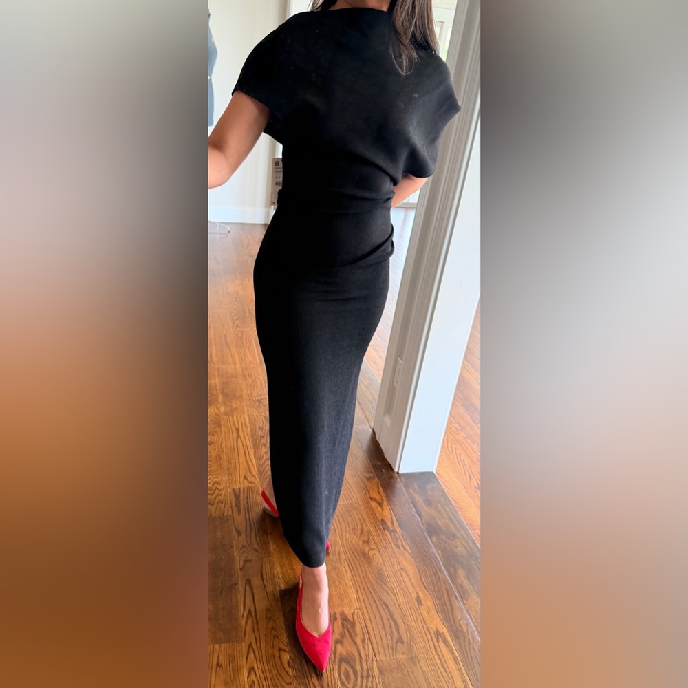Zara Black Maxi dress with Sleek Draped Silhouette